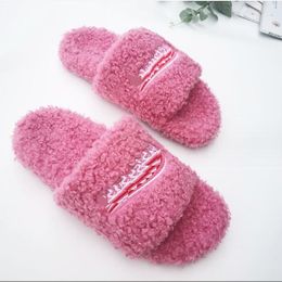 Designer Women's Shearling Slippers House Slipper For Women Fur Sandals Luxury Wool Fuzzy Slides indoor office casual Furry Flat Sandal Fluffy flip flop shoes 637