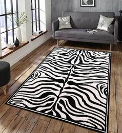 Carpets Zebra Rug Black White Animal Skins Print Living Room Mat Bedside Carpet Modern Home Decoration Bedroom Sofa AntiSlip2007629