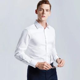 Men's Casual Shirts Men's White Shirt Long-sleeved Non-iron Business Professional Work Collared Clothing Casual Suit Button Tops Plus Size S-5XL 231122