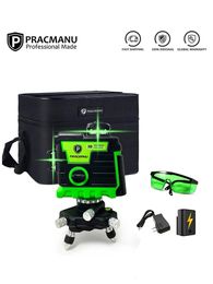 Other Home Garden Pracmanu Laser Level 12 Lines 3D SelfLeveling Horizontal and Vertical Cross Super Powerful Green Beams 231122