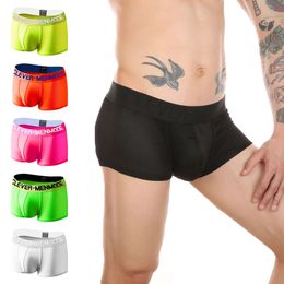 Men's Sexy Boxer Shorts Breathable Hole Underwear Bulge Pouch U Convex Hombre Exotic Lingerie Underpants