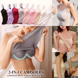 Women's Tanks Camis 2023 Sexy Tank with Builtin Bra Stretchy Tight Underwear No Steel Ring Corset Sling Sleeveless Yoga Sports Casual Tshirt Gifts 230422
