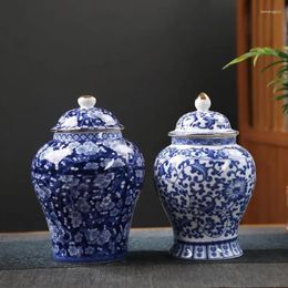 Storage Bottles Home Jar Sealed Vase Crafts Plum Container Porcelain And White Ceramic Box General Blue Tea