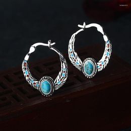 Hoop Earrings Vintage Boho Ethnic Water Drip Feather Dangle Drop For Women Female 2023 Wedding Party Jewelry Oorbellen