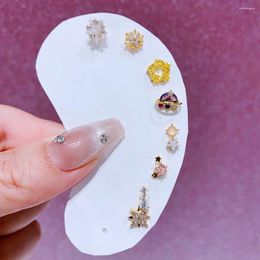 Stud Earrings MIGGA 1pc Ear Bone Piercing Cubic Zircon Star Screw Back Stainless Steel Women Jewelry