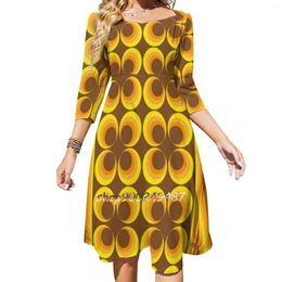 Casual Dresses Sixties Pattern Sweetheart Knot Flared Dress Fashion Design Large Size Loose 60S 70S