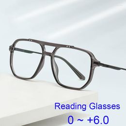 Sunglasses High Quality Blue Light Blocking Reading Glasses Men Women Big Square Eyeglasses Frame Metal Spring Leg TR90 Presbyopia Eyewear