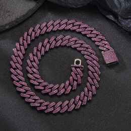 Chokers Purple Color Iced Out Cuban Link chain for Teen Men and Women 13MM Hip hop Classic Necklace Nightclub Rock Party Accessory 231123
