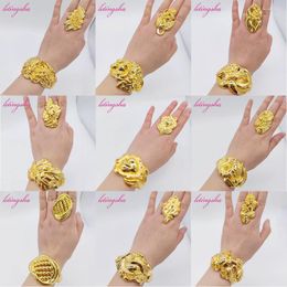 Bangle Jewellery Fashion Est Women Bracelet Set Luxury Brazil Gold Plated Ladies Exquisite Necklace Earrings Ring Gift