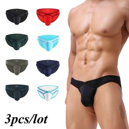 3pcs Men's Sexy Low Rise Briefs Breathable Hole Underwear U Convex Panties Bulge Pouch Underpants Exotic Lingerie Male Hombre