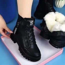 Boots Fashion Casual Shoes Women 2024 Winter Warm Plus Velvet All-Match Black Ankle Boots Thick-Soled Cotton Sneakers Zapatillas 231123