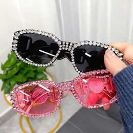 Sunglasses Steampunk Rectangle Sunglasses Women Rhinestone Sun Glasses Luxury Vintage Diamond Female Eyeglasses Ladies Pink Shades Oculos J230422