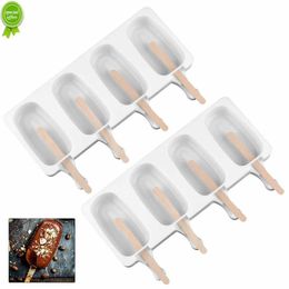 New 4/8 Hole Silicone Ice Cream Forms Popsicle Molds DIY Homemade Dessert Freezer Fruit Juice Ice Pop Cube Maker Mould With Sticks