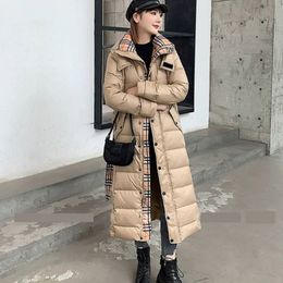 Women's Down Parkas Women Jacket Hooded Long Knee Length Slim Fitting and Thickened Coat Warm Casual Winter Windproof Overcoat