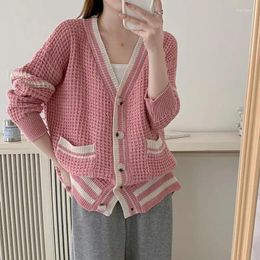 Women's Sweaters Women Sweater Korean Fashion Long Sleeve Loose Solid Button Front Cardigan Casual Drop Shoulder Vintage Sweet In Outwear