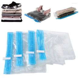 Storage Bags Hand Rolling Type Vacuum Compressed Travel Bag Space Saving Clothing Seal Organiser