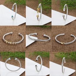 Designer dy 925 Silver Twisted Cuff Bangle Charm Bracelet for Men Women Bracelets hook 5MM Wire Woman DY Jewellery Exquisite Simple Fashion Jewellery