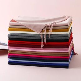 Scarves Multiple Solid Colour Imitation Cashmere For Women's Monochrome Thickened Warm Scarf Shawl Gift Red