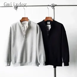 Men's Hoodies Code Round Neck Placket Warm Fashion Casual Pullover Sweatshirt Korean Style Spring Autumn Tops Urban