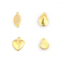 Charms 20pcs Stainless Steel Leaf Pendant Earring Decoration Shell Heart Accessories For DIY Jewelry Making Findings