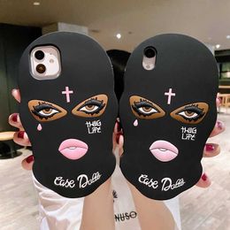 Cell Phone Cases 3D Mask Dolls soft case for iphone 14 Pro 13 12 11 Pro MAX 7 8plus X Se Girl Tear Jesus cross Goon Thug Life cover for Girl gift J230421