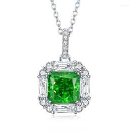 Chains 2023 925 Silver Plated 2 Diamond Fresh And Beautiful Green Necklace With Emerald Cut