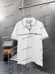 xinxinbuy Men designer Tee t shirt 23ss Letter embroidery Webbing Ribbon short sleeve cotton women Black white blue S-XL