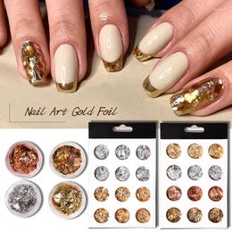 Nail Stickers 12 Boxs Art Gold Silver Foil Colour Irregular Paper Set Ladies Trendy Ultra-thin Flake Decoration Tools