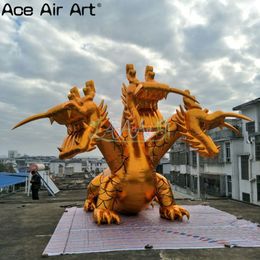 A Magnificent And Vivid Inflatable Golden Three-Headed Dragon For Exhibition Or Commercial Decoration At Parties And Large