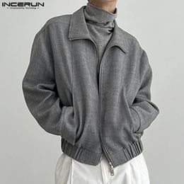Men' Blends Men Jackets Solid Lapel Long Sleeve Zipper Loose Casual Coats Streetwear 2023 Stylish Autumn Thin Ourerwear S 5XL INCERUN 231123