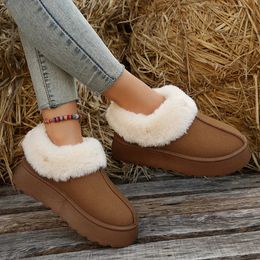 Boots Warm Fur Snow Boots for Women Winter Thick Plush Slip-On Ankle Boots Woman Fashion Faux Suede Cotton Padded Shoes Mujer 231123