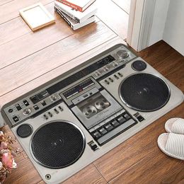 Carpets Retro Non-Slip Carpet Vintage Boombox Ghettoblaster Doormat Bedroom Bathroom Mat Entrance Door Home Rug