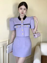 Work Dresses Summer Small Fragrant Two Piece Set For Women Crop Top Mini Skirt Korean Fashion Sweet 2 Outfit Ensemble Femme