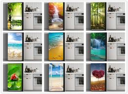 Fridge Stickers Refrigerator Cover Door Landscape Plant Sea Self Adhesive Kitchen Furniture Decor Wrap Freezer Sticker DIY 2207163126361