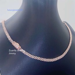 Pass Tester 5 mm Breite einreihige Halskette mit kubanischen Gliederketten aus Sterlingsilber und VVS-Moissanit-Diamant