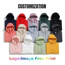 Women's Hoodies Sweatshirts Brand 400g High Quality Fleece With Cap Solid Colour Hoodie Women Winter Men Tops Free Customised