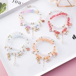 Charm Bracelets YADA Fashion Cartoon Bracelets&Bangles For Women Double Bow Beads Crystal Jewelry Bow-knot Bracelet BT200347