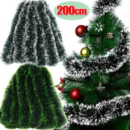 Party Hats 200cm Colorful Christmas Decoration Bar Tops Ribbon Garland Dark Green Cane Tinsel Xmas Tree Ornaments Supplies 231122