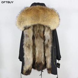 Womens Fur Faux Real Coat Winter Jacket Long Parka Waterproof Large Natural Raccoon Collar Thick Warm Fox Lining 231122