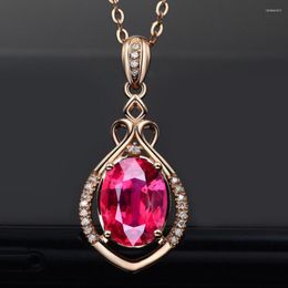 Chains Blood Red Rose Ruby Simulation Tourmaline Pendant Women's Jewelry Man Necklace Paired Pendants Woman For Men Male