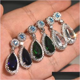 Dangle & Chandelier Cubic Zirconia Water Drop Earrings Diamond Women Ear Rings Dangle Engagement Wedding Fashion Jewellery Will And Sand Dhzet