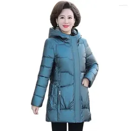 Women's Trench Coats Fashion Wash-free Down Jacket Mid-length Winter Bright Colour Padded Women Middle-aged And Elderly