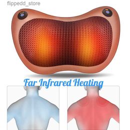 Massaging Neck Pillowws 8 Rollers Electric Massage Pillow Neck Shoulder Back Body Massager Kneading Infrared Heating Shiatsu Cushion Car Home Q231123