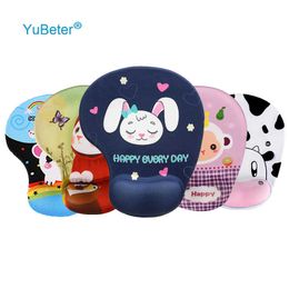 Mouse Pads Wrist Rests Yubeter apoio para mouse 3d grosso com descanso para pulso mouse pad antiderrapante de silicone macio com desenho animado de gato e v J230422