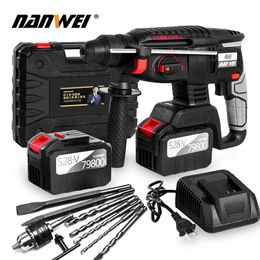 Electric Hammer NANWEI Rechargeable brushless cordless rotary hammer drill electric Hammer impact drill 231123