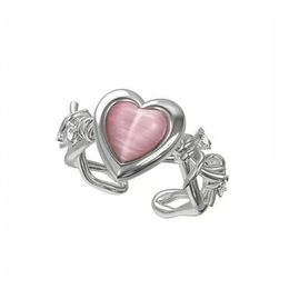 Heart Ring Cat Eye Peach Heart Adjustable Women Design Premium Rings Wedding Party Jewelry Gift GC2064