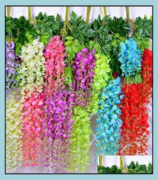 Decorative Flowers Wreaths Festive Party Supplies Home Garden Artificial Silk Wisteria Flower Wedding Decor Vines Hanging Rattan B4182986