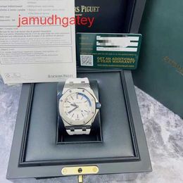 Ap Swiss Luxury Watch Royal Oak Offshore Series 15710st White Dial 1/4 Blue Precision Steel Men's Transparent Automatic Mechanical Watch 42mm Complete Set