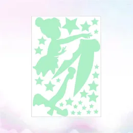 Wall Stickers Luminous Angel Stars Girl Pattern Creative Carved Fluorescent Stickr Holiday Festival Lovely Decal