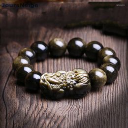 Strand High Quality Genuine Black Natural Obsidian Bracelets PiXiu Single Lap Lucky For Men Women Energy Stone Bracelet Jewellery